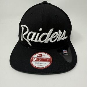 Las Vegas Raiders Hat Cap Snap Back Mens Script One Size Black NFL New Era